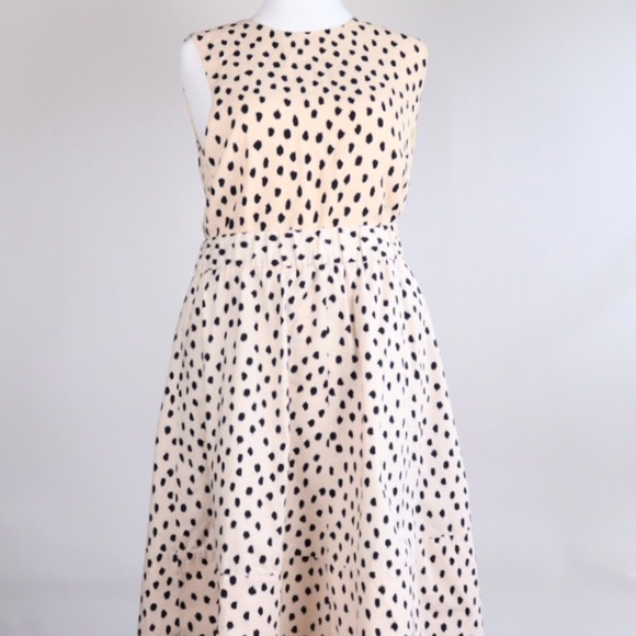 Kate Spade Animal Print Dots Sleeveless blouse and matching skirt Cream Black